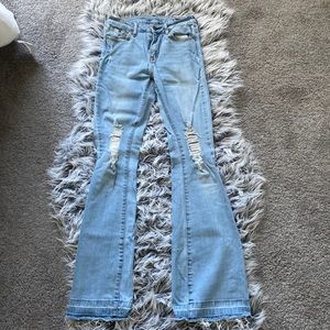 House of Harlow 1960 High Rise Distressed Flare Jeans